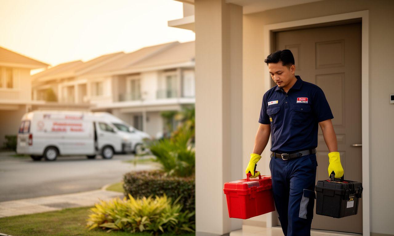 Dietwell technician arriving at a Puchong home with his toolbox