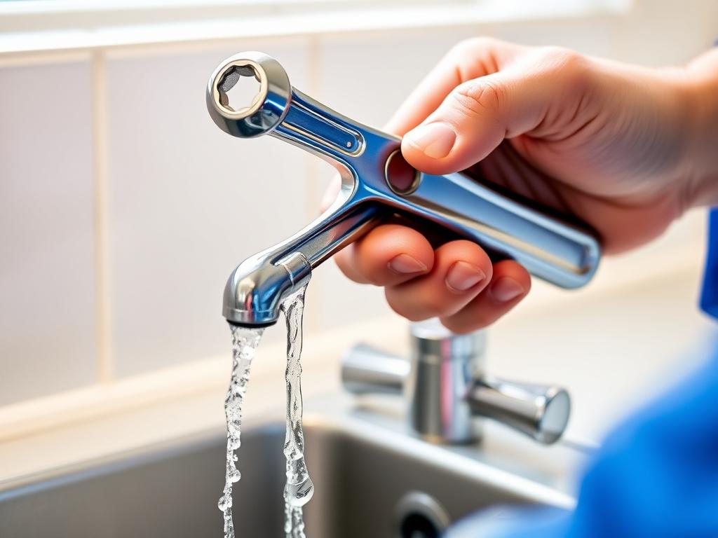 Technician repairing a kitchen mixer tap